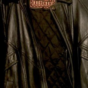 1969 Black Leather Jacket with Quilted Design